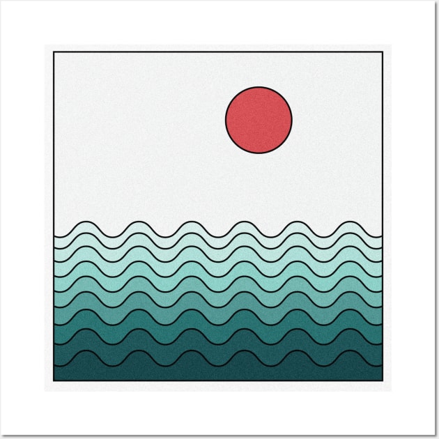 Red sun and the ocean Wall Art by Liam Warr